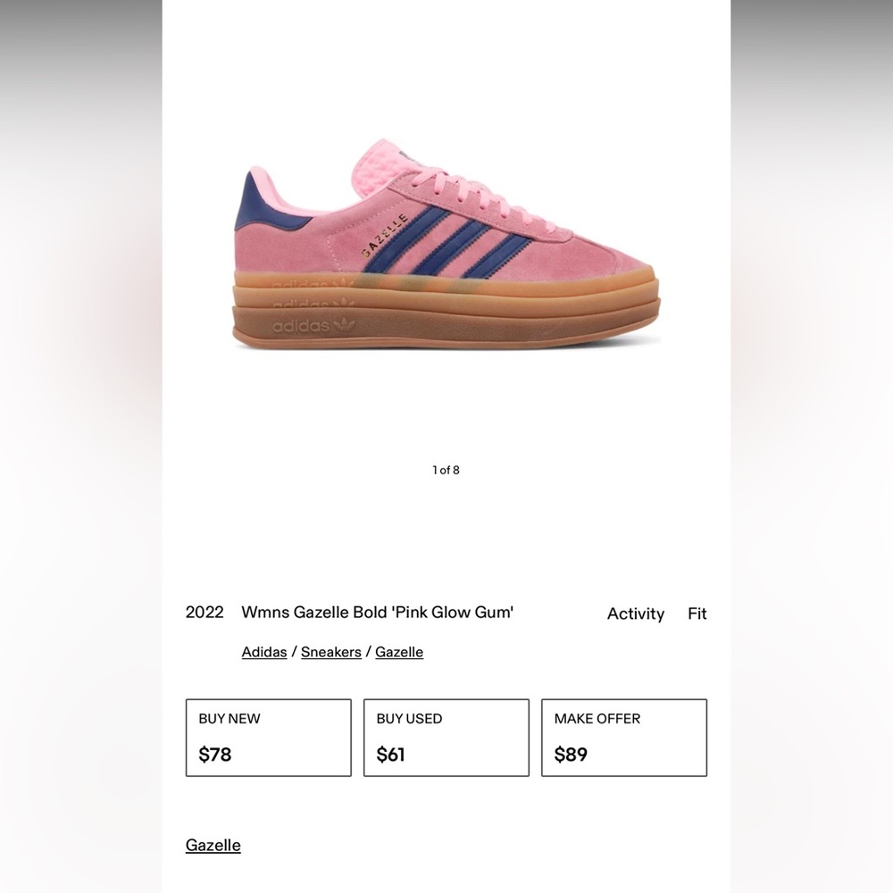 Adidas Women's Gazelle Bold Pink Glow Gum Sneakers